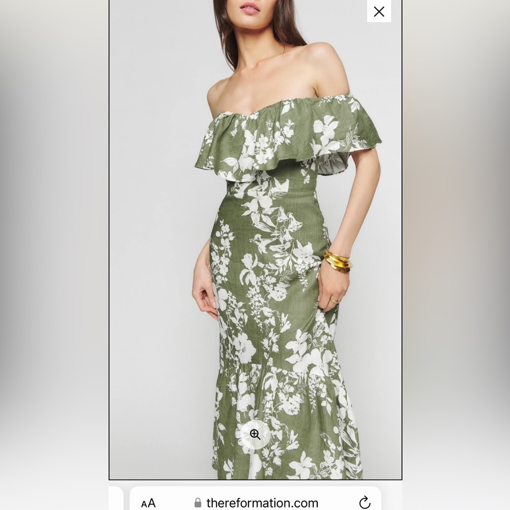 Reformation Baela Linen Dress in Willow
